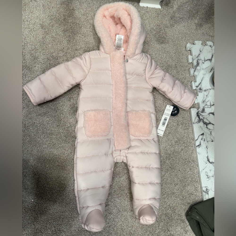 Nicole Miller faux fur 3-6M snow suit NWT